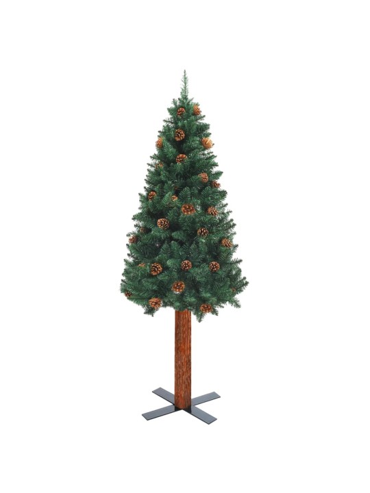 Ziemassvētku egle ar dabīgu koku un čiekuriem, zaļa, 210cm, PVC