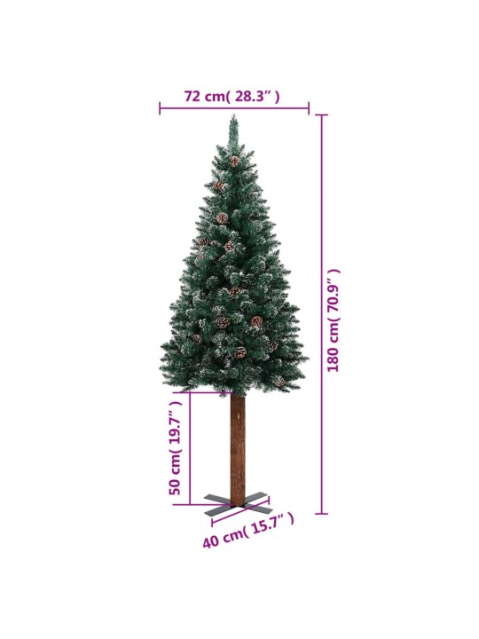 Ziemassvētku egle, dabīgs koks un sniegs, zaļa, 180 cm, PVC
