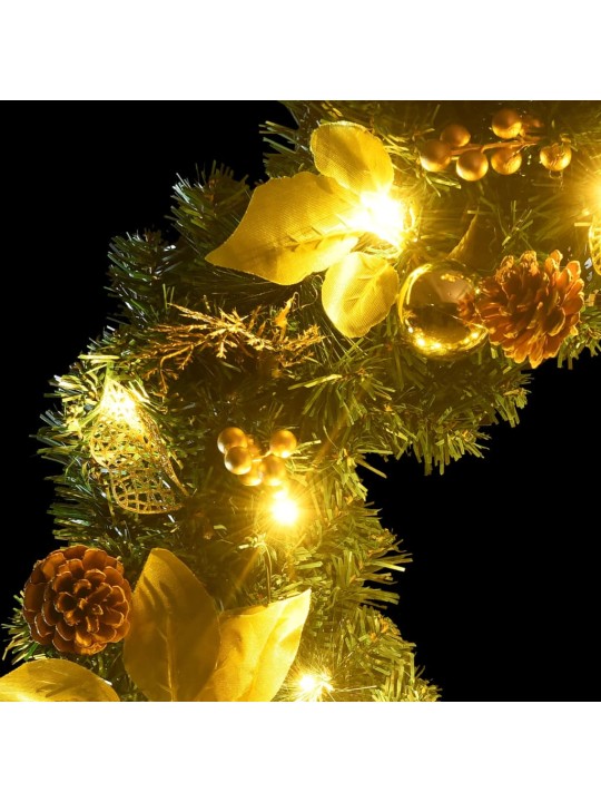 Ziemassvētku vītne ar led lampiņām, 2,7 m, zaļa, pvc