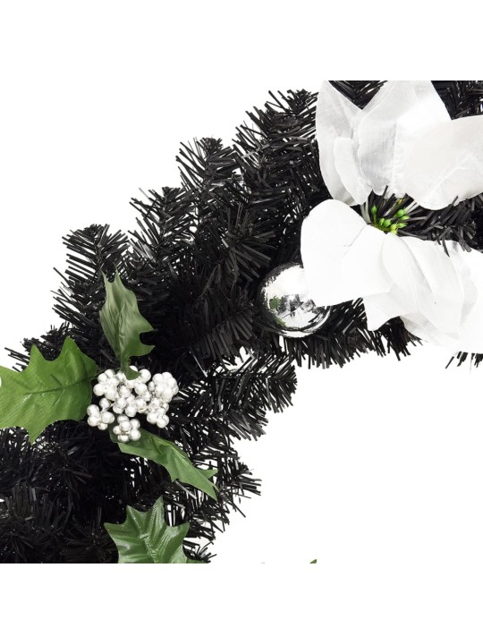 Ziemassvētku vītne ar led lampiņām, 2,7 m, melna, pvc