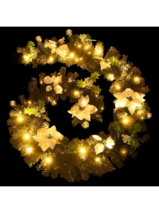Ziemassvētku vītne ar led lampiņām, 2,7 m, melna, pvc