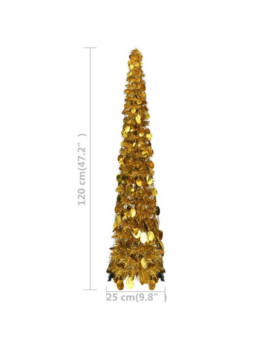 Mākslīgā ziemassvētku egle, saliekama, 120 cm, zeltaina, pet