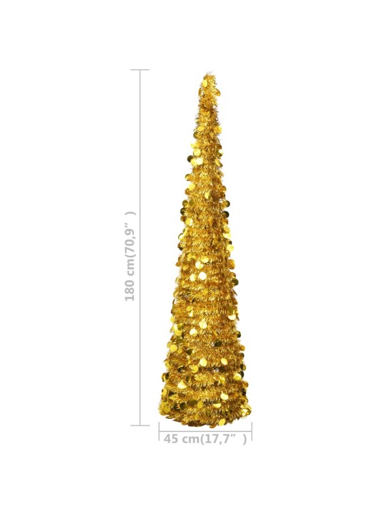 Mākslīgā ziemassvētku egle, saliekama, zeltaina, 180 cm, pet