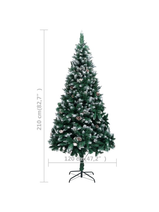 Mākslīgā Ziemassvētku egle, čiekuri, balts sniegs, 210 cm