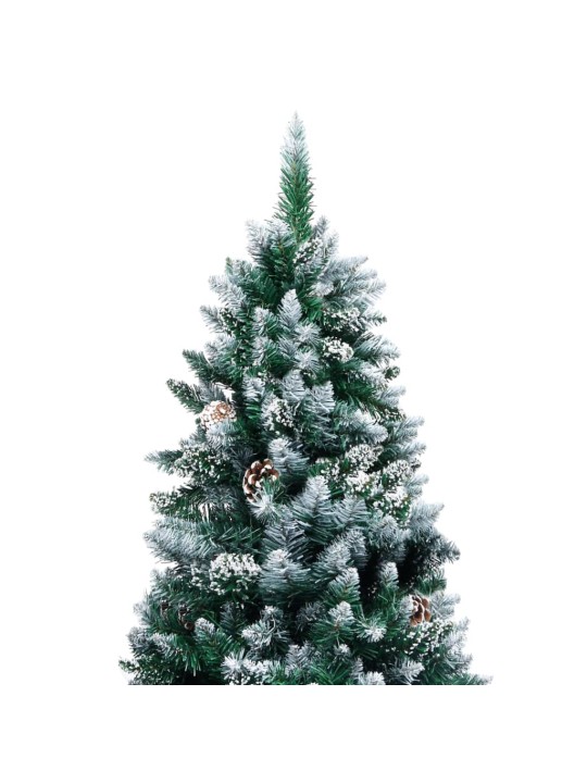 Mākslīgā Ziemassvētku egle, čiekuri, balts sniegs, 240 cm