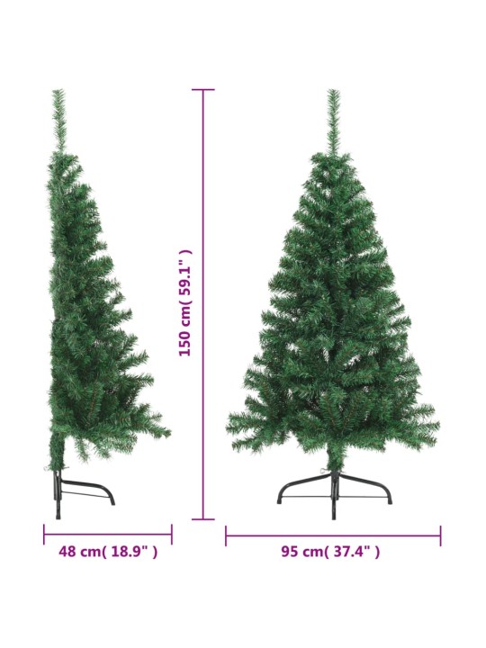 Mākslīgā Ziemassvētku egle ar statīvu, pusapaļa, 150 cm, PVC
