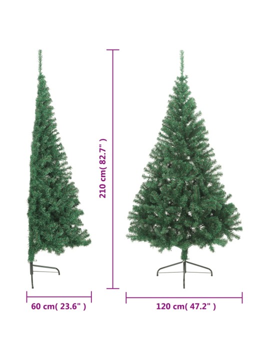 Mākslīgā Ziemassvētku egle ar statīvu, pusapaļa, 210 cm, PVC