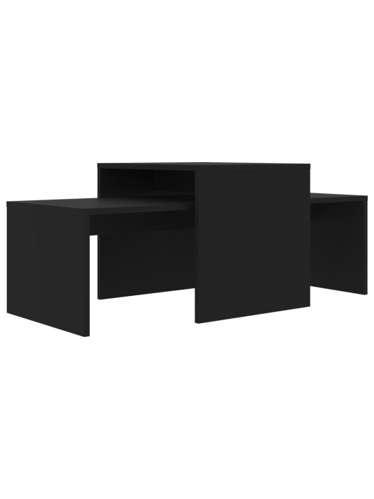 Kafijas galdiņu komplekts, melns, 100x48x40cm inženierijas koks