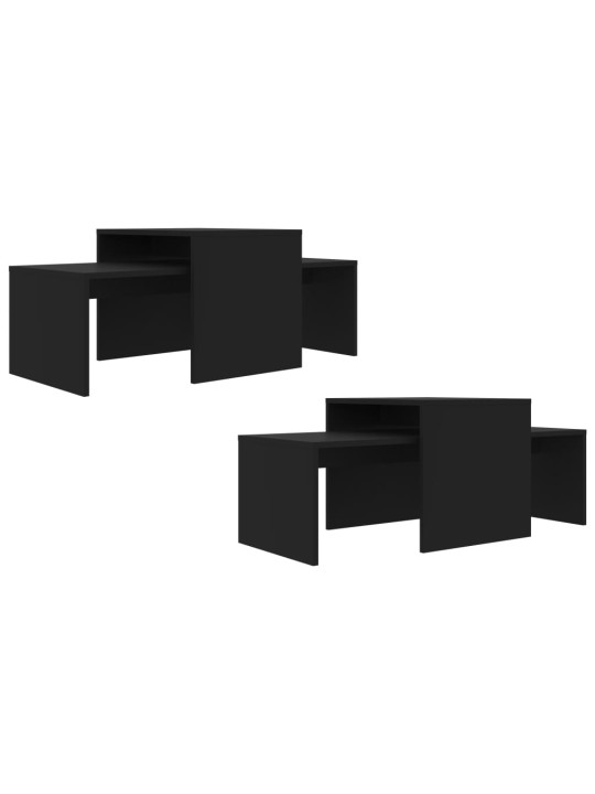 Kafijas galdiņu komplekts, melns, 100x48x40cm inženierijas koks