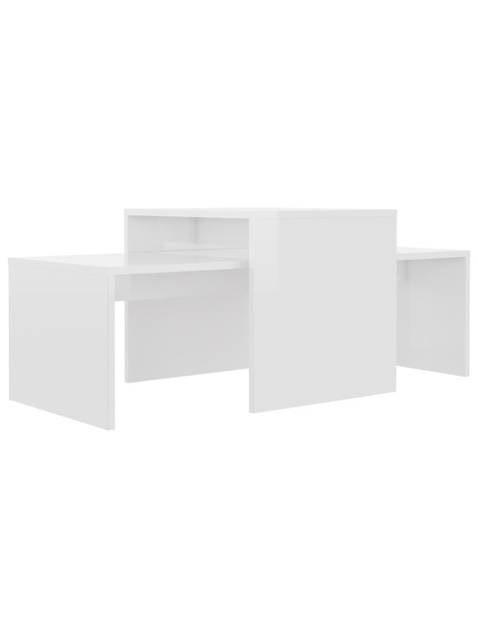 Kafijas galdiņu komplekts, balts, 100x48x40cm inženierijas koks
