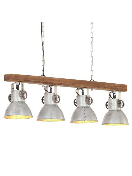 Griestu lampa, industriāls dizains, sudrabaina, mango koks, e27