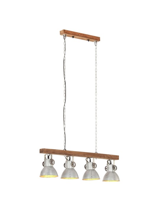Griestu lampa, industriāls dizains, sudrabaina, mango koks, e27