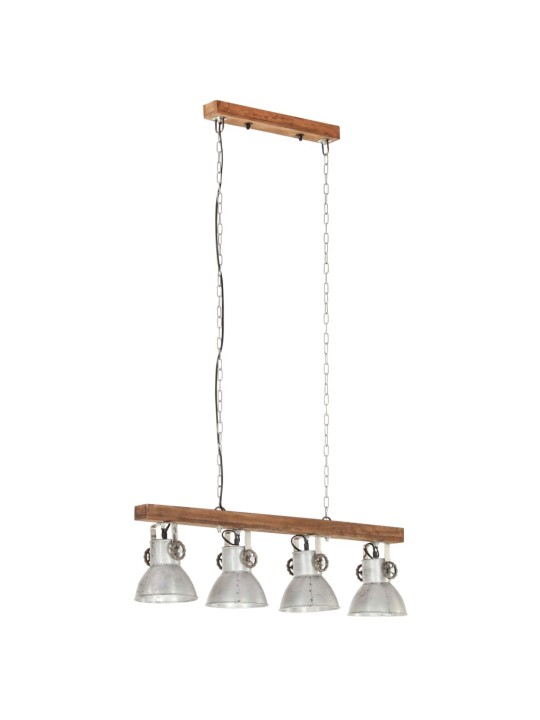 Griestu lampa, industriāls dizains, sudrabaina, mango koks, e27