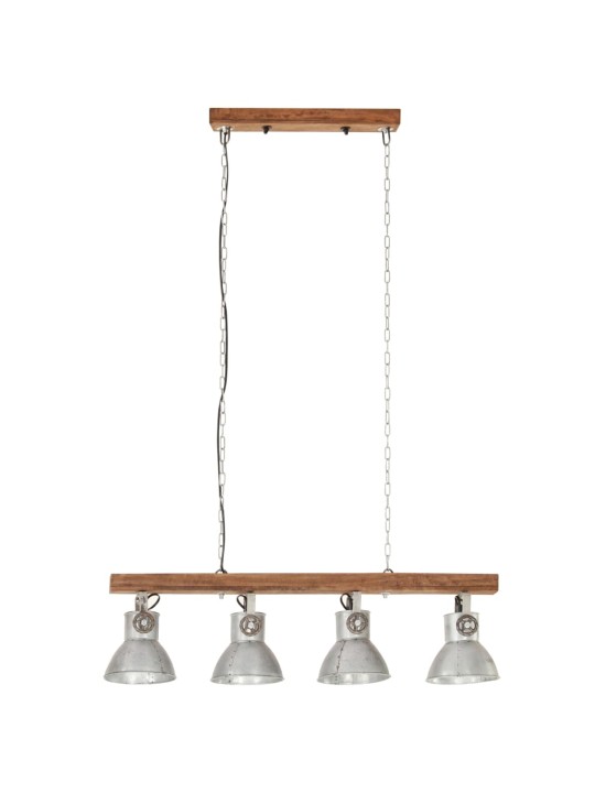 Griestu lampa, industriāls dizains, sudrabaina, mango koks, e27