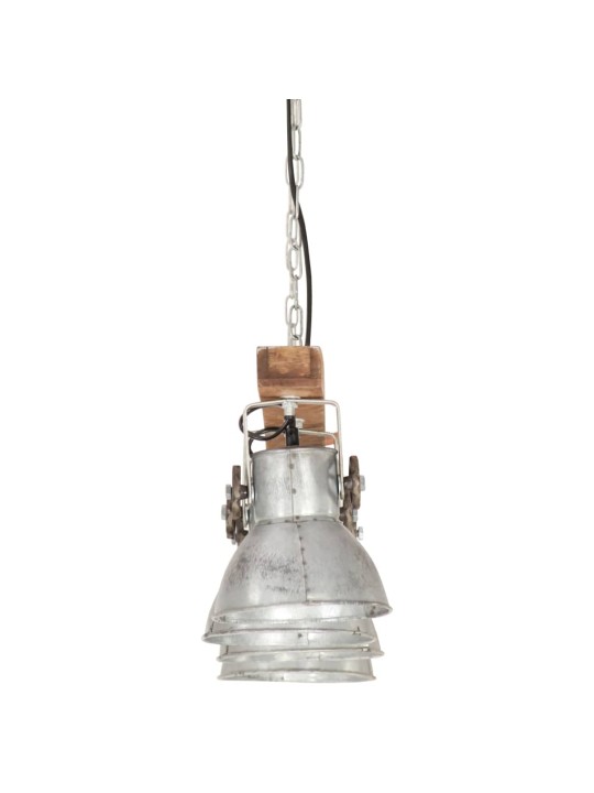 Griestu lampa, industriāls dizains, sudrabaina, mango koks, e27