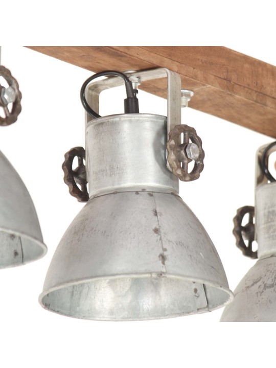 Griestu lampa, industriāls dizains, sudrabaina, mango koks, e27