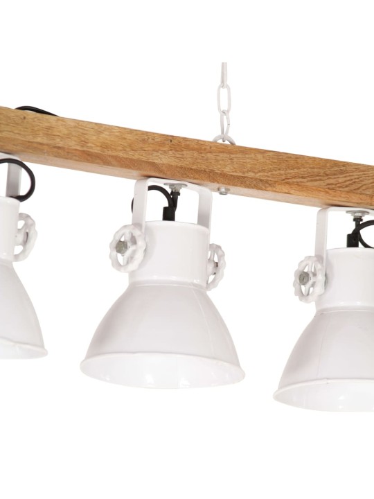 Griestu lampa, industriāls dizains, balta, mango koks, e27