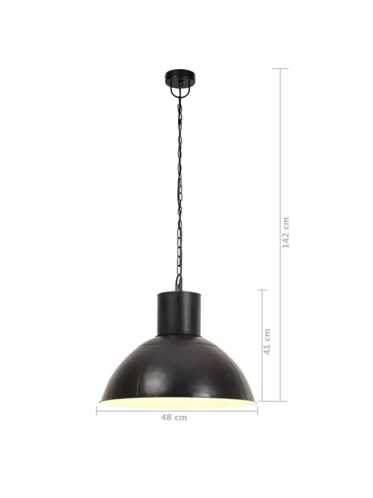 Griestu lampa, melna, apaļa, 25 w, 48 cm, e27
