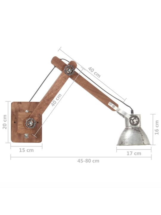 Sienas lampa, industriāls stils, sudrabaina, apaļa, e27