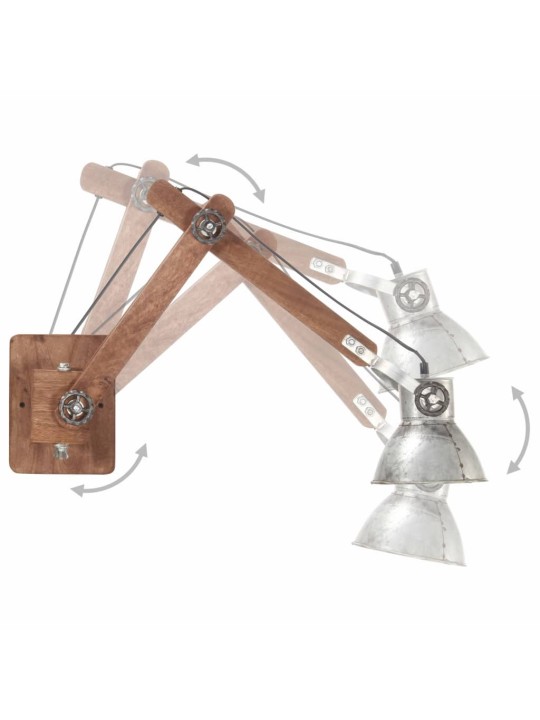 Sienas lampa, industriāls stils, sudrabaina, apaļa, e27
