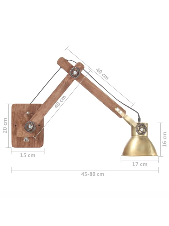 Sienas lampa, industriāls stils, misiņa krāsā, apaļa, e27