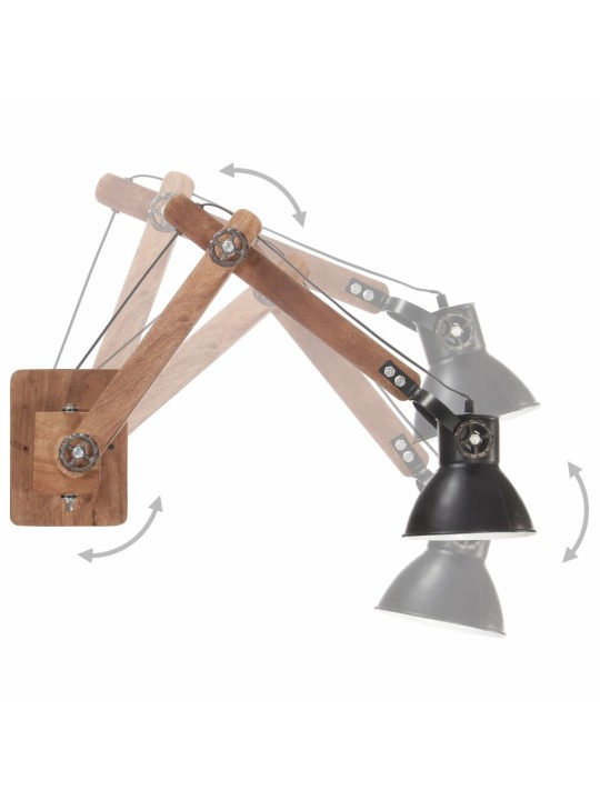 Sienas lampa, industriāls stils, melna, apaļa, e27