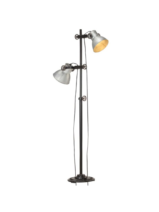 Grīdas lampa ar 2 abažūriem, sudraba krāsā, e27, čuguns