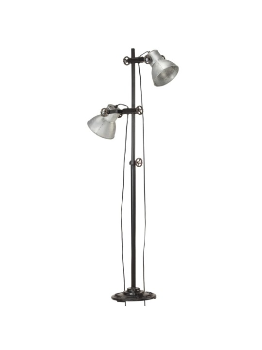 Grīdas lampa ar 2 abažūriem, sudraba krāsā, e27, čuguns
