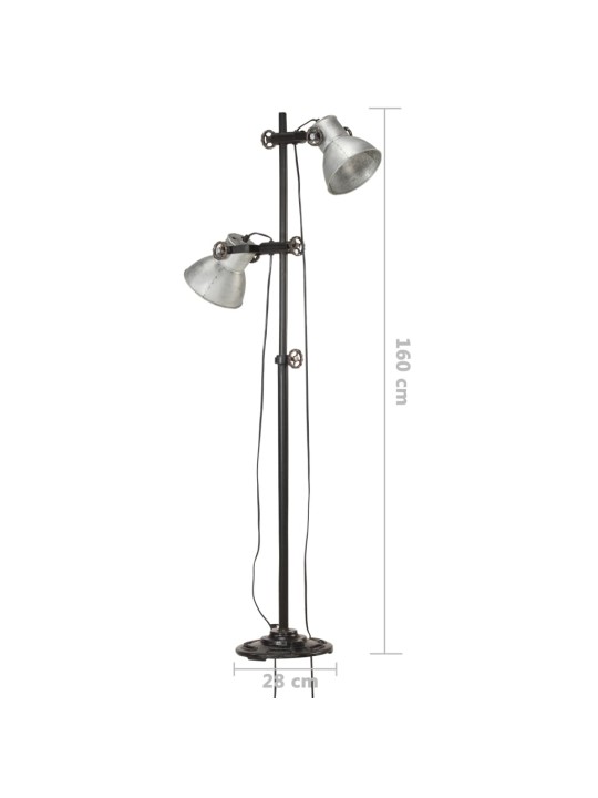 Grīdas lampa ar 2 abažūriem, sudraba krāsā, e27, čuguns