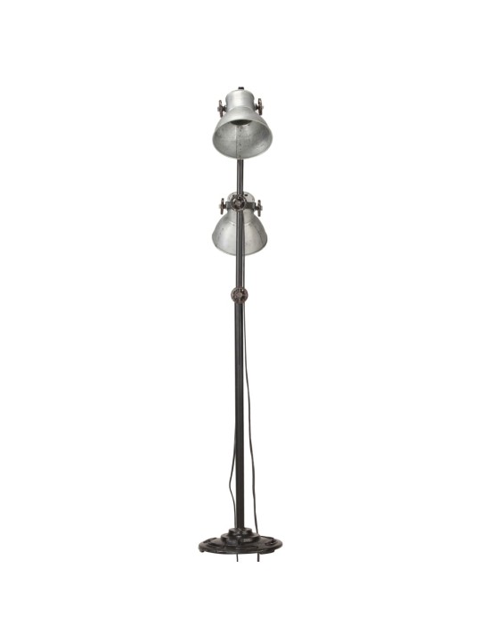 Grīdas lampa ar 2 abažūriem, sudraba krāsā, e27, čuguns