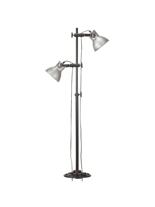 Grīdas lampa ar 2 abažūriem, sudraba krāsā, e27, čuguns