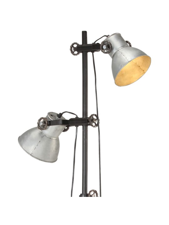 Grīdas lampa ar 2 abažūriem, sudraba krāsā, e27, čuguns