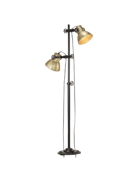Grīdas lampa ar 2 abažūriem, misiņa krāsa, e27, čuguns