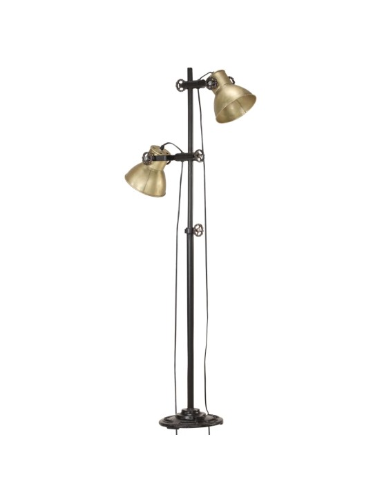 Grīdas lampa ar 2 abažūriem, misiņa krāsa, e27, čuguns