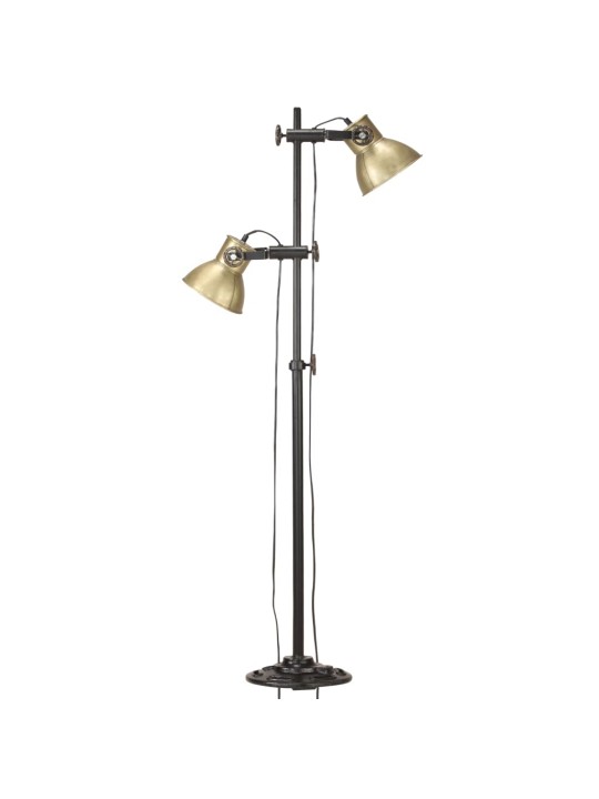 Grīdas lampa ar 2 abažūriem, misiņa krāsa, e27, čuguns