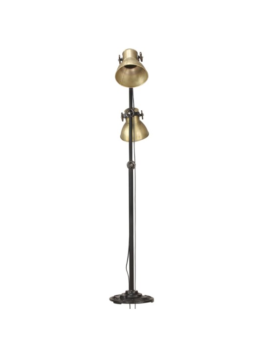 Grīdas lampa ar 2 abažūriem, misiņa krāsa, e27, čuguns