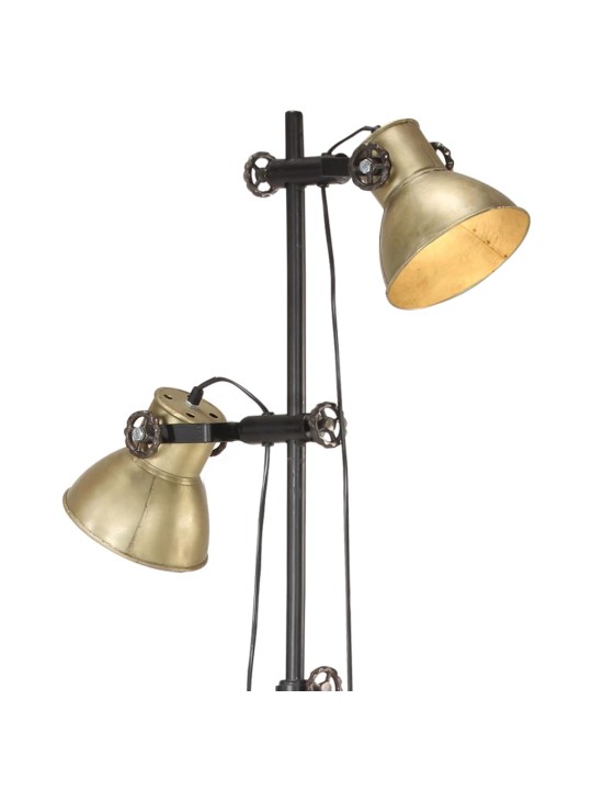 Grīdas lampa ar 2 abažūriem, misiņa krāsa, e27, čuguns