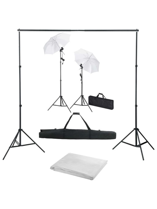 Fotostudijas komplekts – fons, lampas un lietussargi