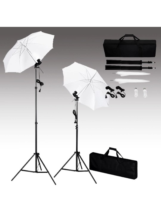 Fotostudijas komplekts – fons, lampas un lietussargi