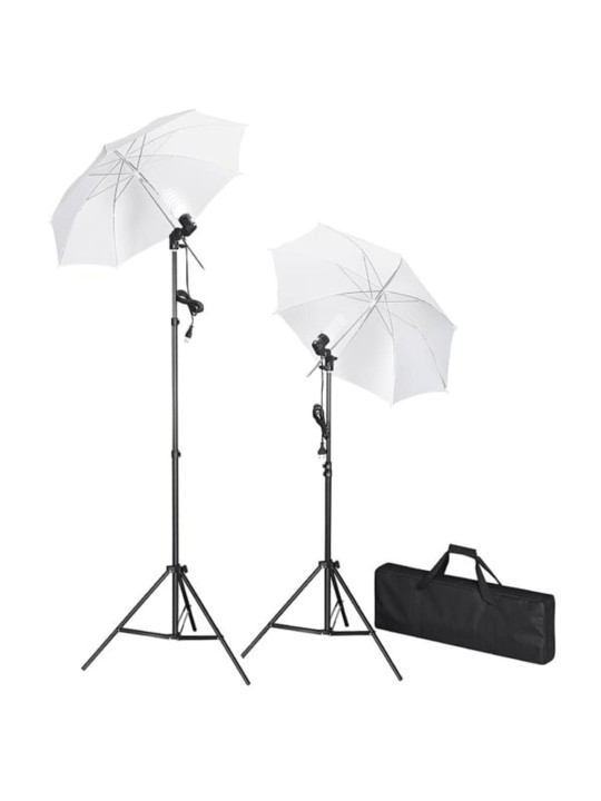 Fotostudijas komplekts – fons, lampas un lietussargi