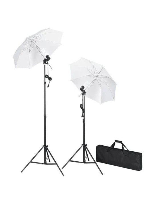 Fotostudijas komplekts – fons, lampas un lietussargi