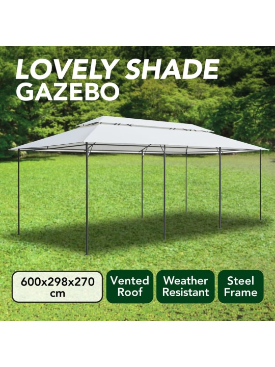 Dārza nojume, 600x298x270 cm, balta, 180g/m²