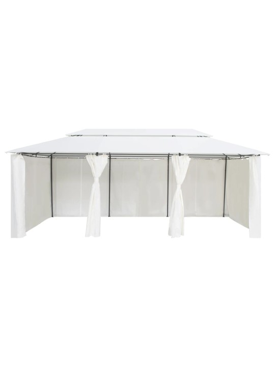 Dārza nojume ar aizkariem, 600x298x270 cm, balta, 180g/m²
