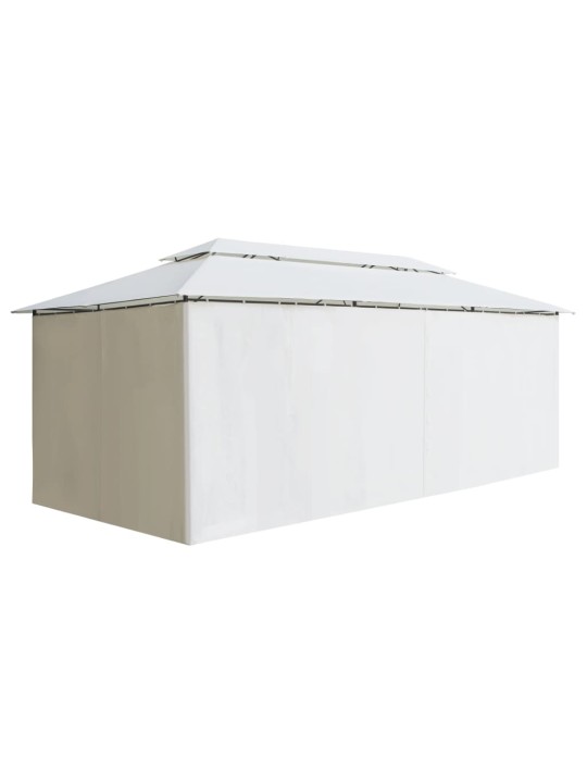 Dārza nojume ar aizkariem, 600x298x270 cm, balta, 180g/m²