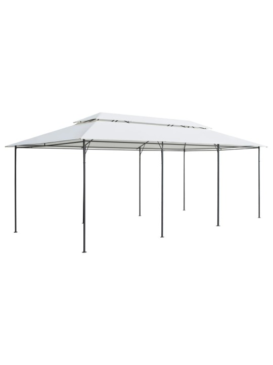 Dārza nojume ar aizkariem, 600x298x270 cm, balta, 180g/m²