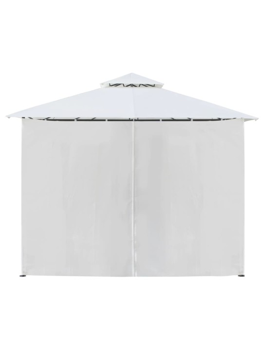 Dārza nojume ar aizkariem, 600x298x270 cm, balta, 180g/m²