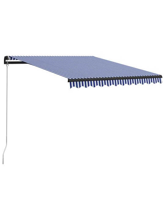 Izvelkama markīze ar led, manuāla, 300x250 cm, zila un balta