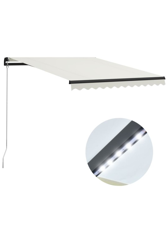 Izvelkama markīze ar led, manuāla, 300x250 cm, krēmkrāsā