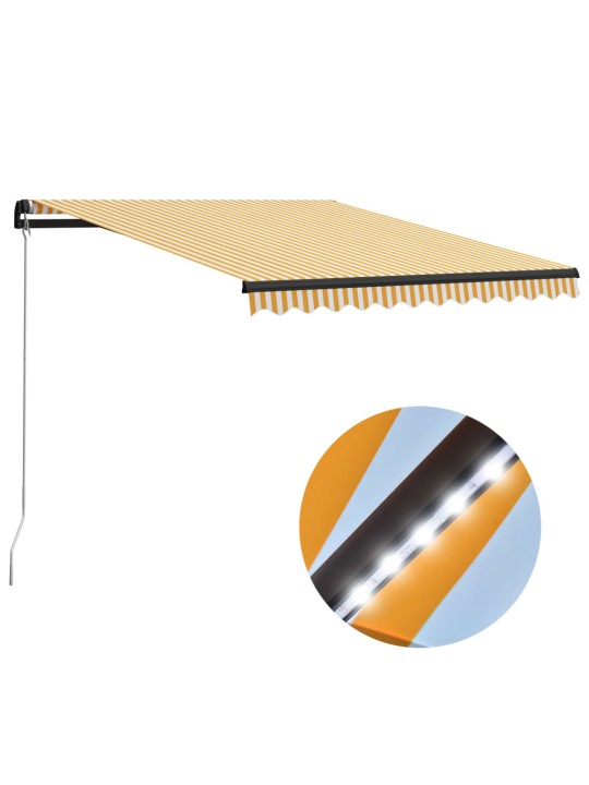 Izvelkama markīze ar led, manuāla, 300x250cm, dzeltena un balta