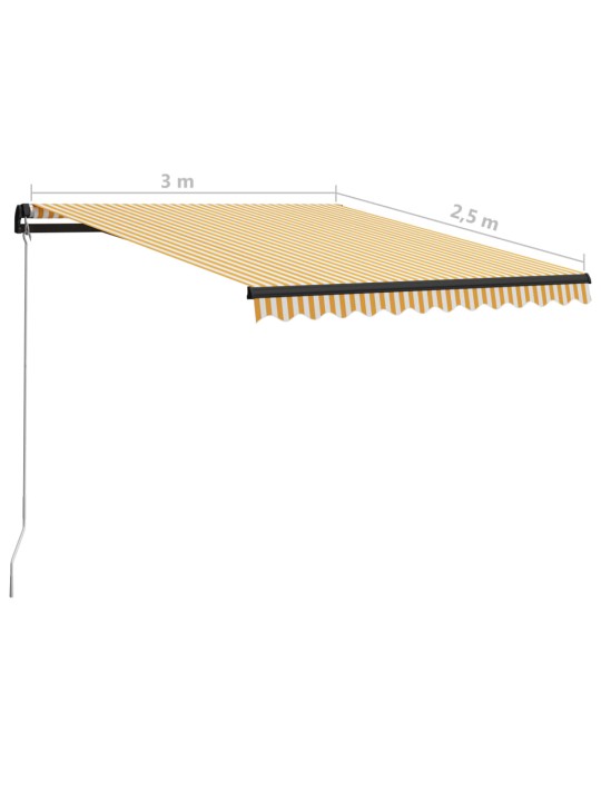 Izvelkama markīze ar led, manuāla, 300x250cm, dzeltena un balta